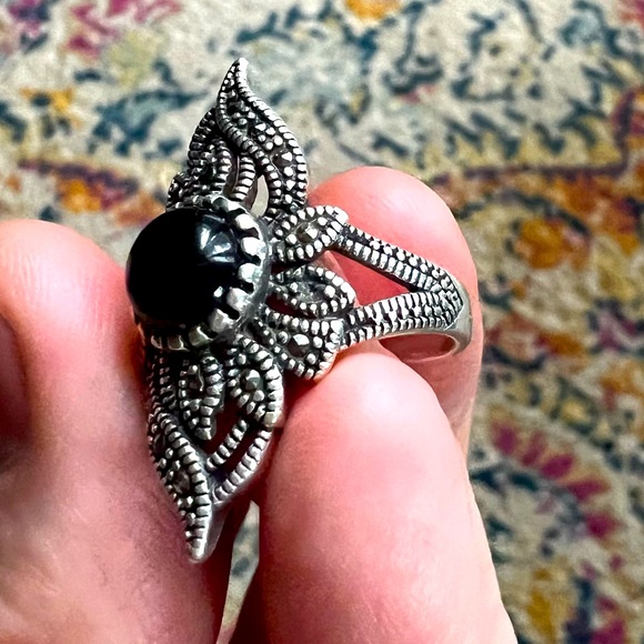 💎🔥Sivana 100% GENUINE BLACK RAW ONYX STERLING SILVER! Discontinued!! A GEM!!!! - Picture 5 of 16